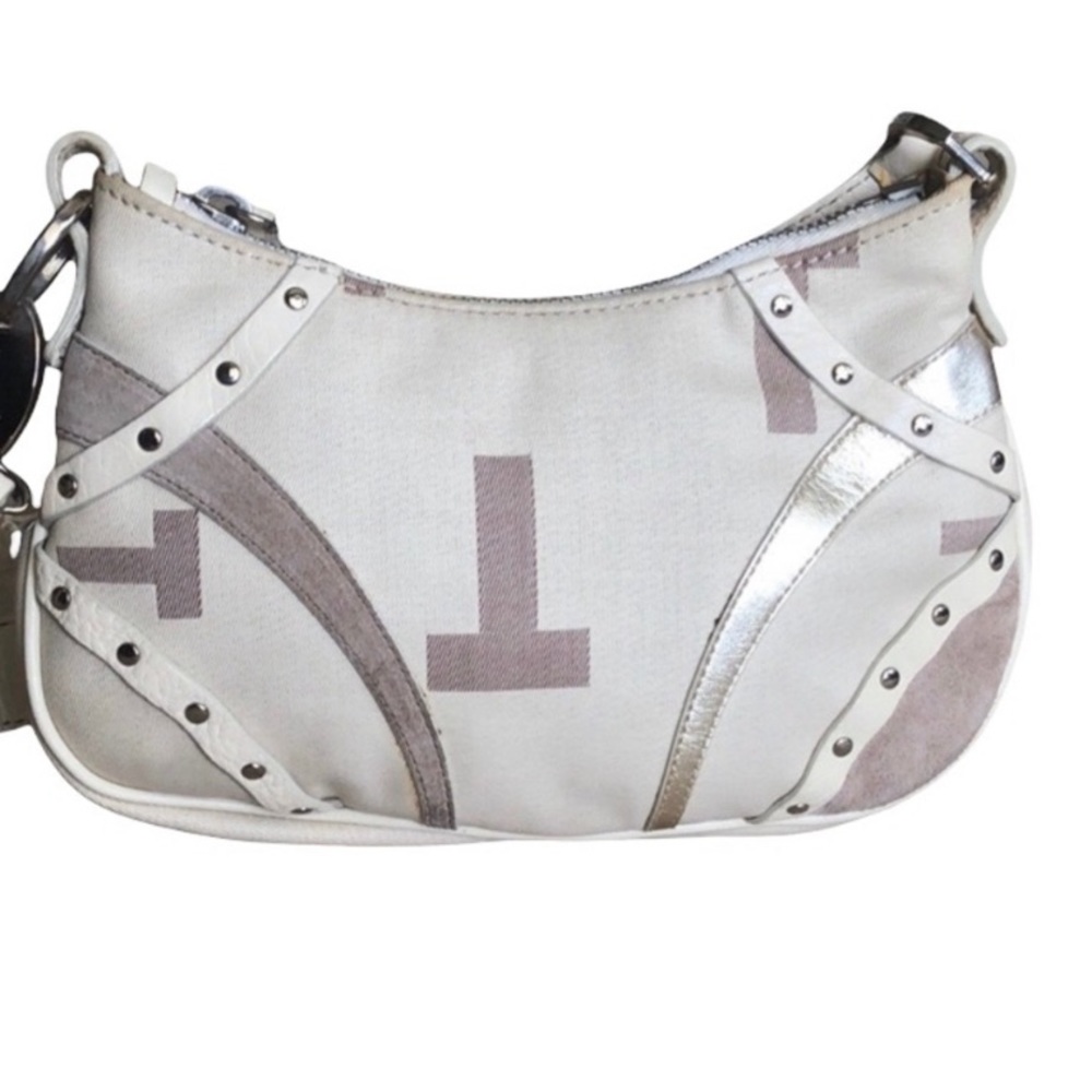 RARE Authentic Adorable TOD'S Monogram T
Canvas Leather Studded Small Purse